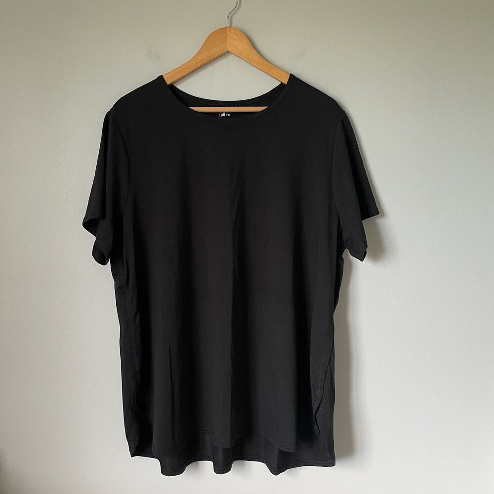 J. Jill Fit Progress Shirtail Tee Top Pima Cotton Spandex Black Women's Size 2X